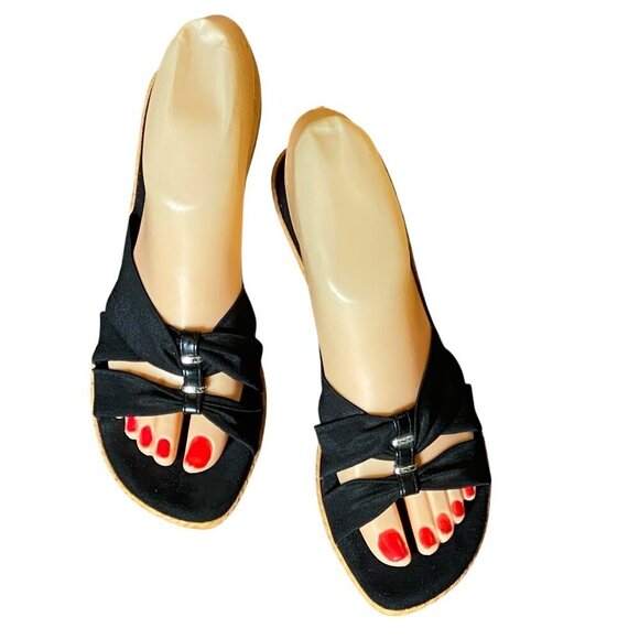 Italian Shoemakers Women's Black Wedge Sandal Sz 7 #339A - Picture 1 of 7